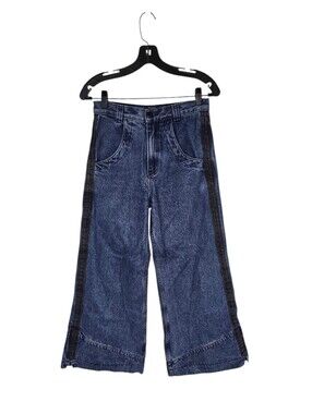 Liguid Lagoon Divider Denim Jeans Heavy Washed Embroidered 26X28 Wideleg